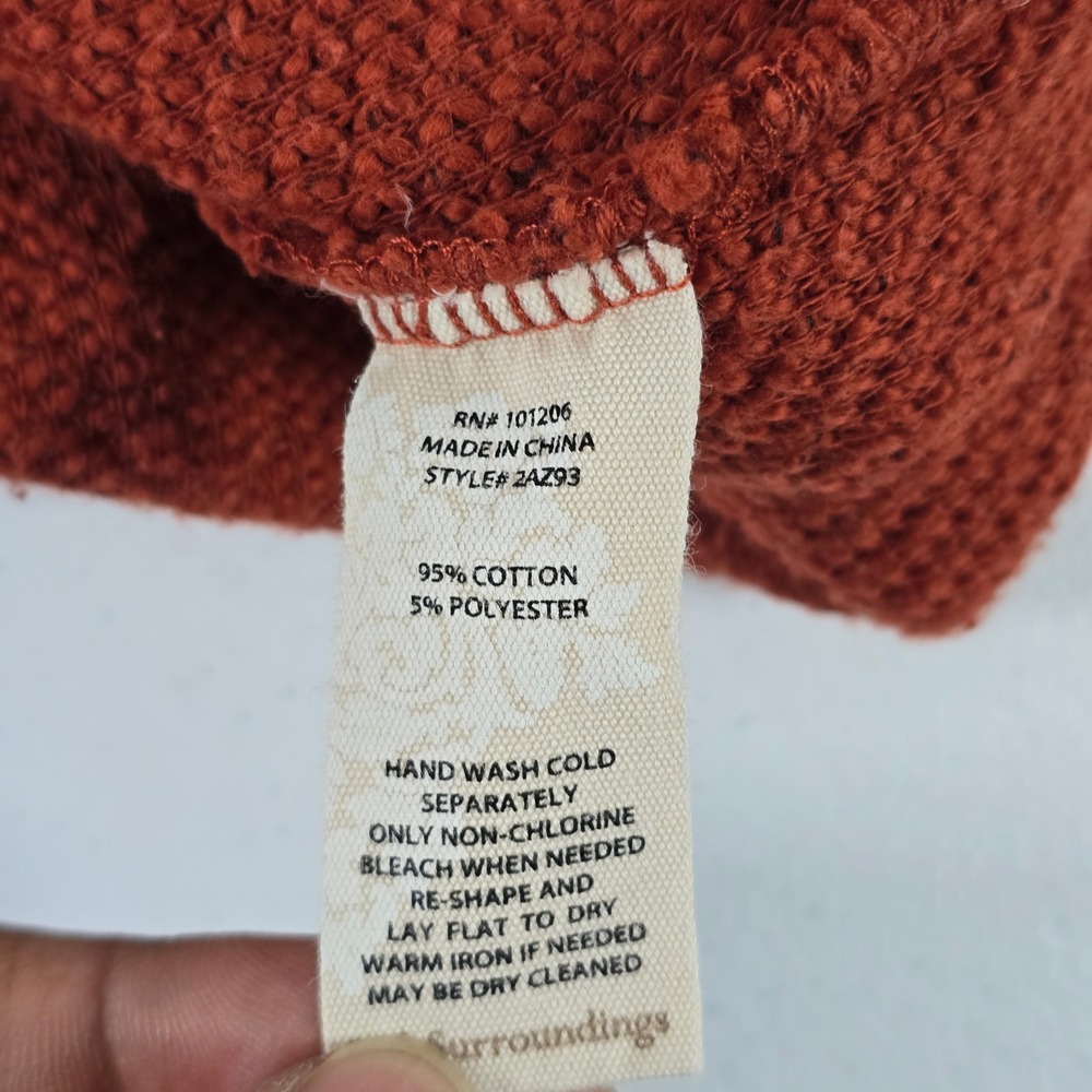 Soft Surroundings Burnt Orange Cowl Neck Button Detail Tunic Sweater M 2AZ93 - Picture 7 of 8